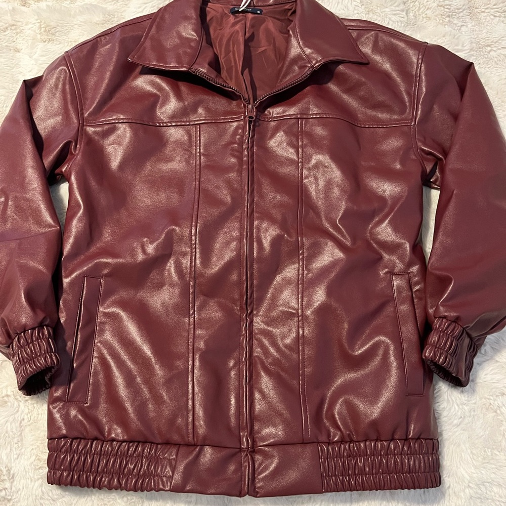 Women's Burgundy Bomber Jacket